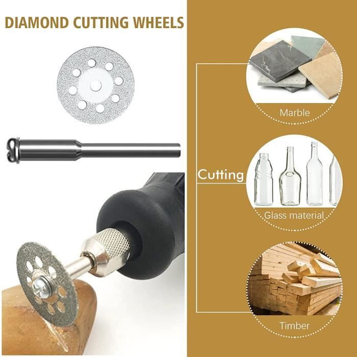 Lames de scie à disque de coupe diamant de 30 mm pour Dremel Accessoires  Stone Jade Glass Fit Outil rotatif avec deux accessoires de puissance  mandrin