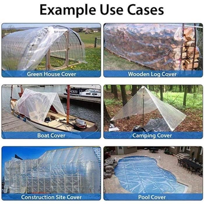 Bâche de protection, Bâche armée transparente 350g/m2 ,2 x 3M
