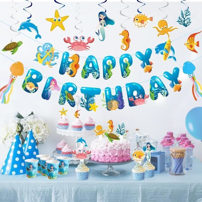 Animaux marins mer 2e Toile de Fond d'anniversaire pour garçon