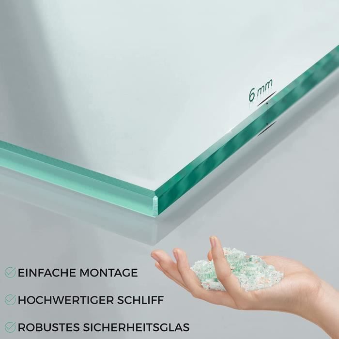 Étagère Murale Verre 6mm Clair Ib Style – Salle De Bain, Cuisine