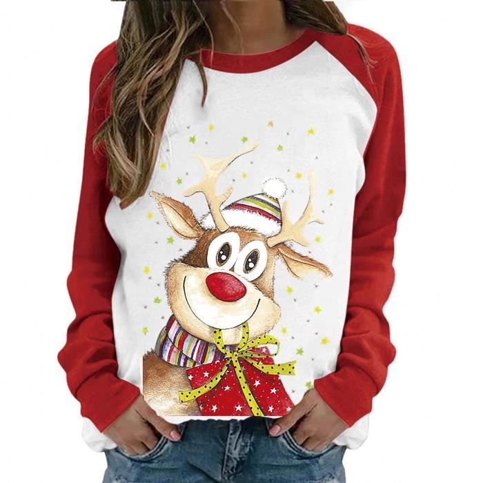 2023 Pull Noël Femme Manches Longues Col Rond Noel Pull Christmas Moche Sweat Imprimé Sweatshirt Grande Taille Pullover Sweat Imprimé De Noël Sweatshirt Femme Pull Imprimé Noël
