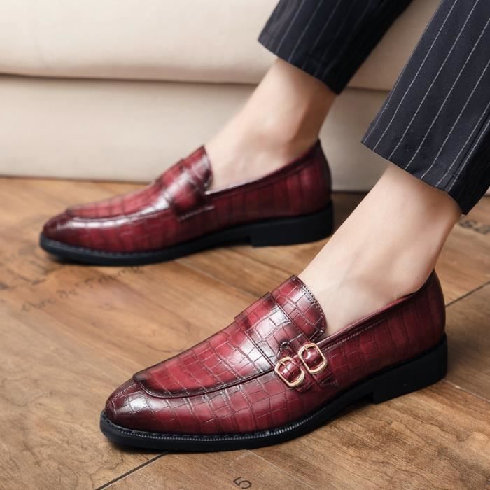 Chaussures Richelieu Homme en Cuir Rouge Marque Modele Loisirs permeable a l air Rouge Cdiscount Chaussures