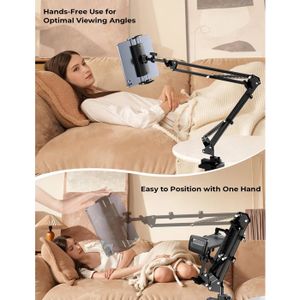TRYONE Support Tablette Voiture Bras Long 3-en-1 - Compatible IPad 4,7 à 12,9 Pouces - Siège Arrière Enfants Voyage