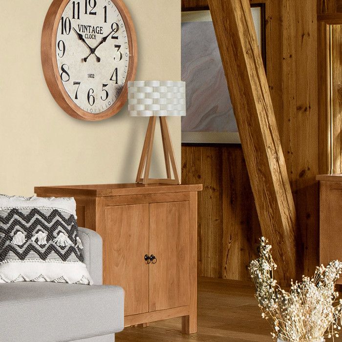 Lampe Pita Atmosphera - Abat-Jour Blanc Sur Base Bambou - H26.5 Cm - Douille E14 - Sans Ampoule