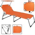 Chaise longue pliable Hawaii Orange transat avec pare-soleil bain de soleil pour plage jardin camping transport-0