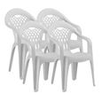 Lot de 4 chaises de jardin empilables en résine coloris Blanc - Longueur 58 x Profondeur 54 x Hauteur 86 cm-0