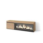 SKRAUT HOME Meuble TV, Banc Télé, 160, Pour les TV jusqu'à 65", Cheminée électrique XXL, Beige, RF3250