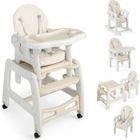 Chaise Haute Bébé Evolutive 3 en 1 - DREAMADE - Dossier à 3 Niveaux -Plateau à 4 Positions - 4 Roues avec Serrure-Charge 20KG Beige