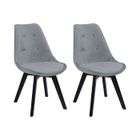 HAPPY GARDEN Lot de 2 chaises en velours NORA grises avec coussin