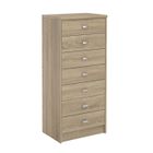 IDIMEX chiffonnier DONIA, H 112 cm en bois coloris chêne sonoma, petite commode avec 7 tiroirs en colonne meuble de rangement