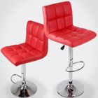Tabouret Chaise de Bar - MIADOMODO - Set de 2 en Simili Cuir et Métal - Réglable en Hauteur - Rouge