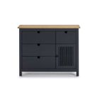 TOUSMESMEUBLES Commode 1 porte 4 tiroirs Bois/Gris - BRANU - L 100 x l 40 x H 80