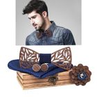 ZGKWL Noeud Papillon en Bois Noyer Haut de Gamme Hommes Accessoire Mode Costume Boutons de Manchette Broche Fleur Coffret Cadeau de Noël