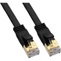 Câble Ethernet CAT7 - 1M Câble Réseau RJ45 10Gbps 600MHz pour Routeur, Modem, TV Box, PC, Consoles de Jeux Vidéo Plat NOIR