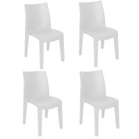 Chaises empilables effet rotin DMORA - Blanc - Made in Italy - 48x55x86 cm