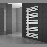 ECD Germany Radiateur de salle de bain 500 x 1000 mm sèche-serviettes blanc avec kit de montage mural + thermostat universel