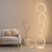 Lampadaire LED dimmable en aluminium blanc - 110x26x20cm - Anneau moderne à 5 flammes - Interrupteur tactile - Blanc chaud 32W