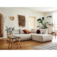 Canapé modulable d'angle droit 5 places en tissu beige - Onyx - Lisa Design