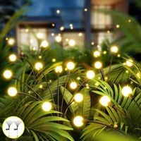 Lampe Solaire Extérieur Jardin Décoration, 2 Pièces, 22 LED Lumières Lucioles Solaire, 2 Modes Éclairage, Étanche, Blanc Chaud