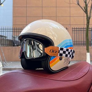 CASQUE MOTO SCOOTER Demi-Casque de Moto Rétro pour Homme et Femme,Certifié 2024,Voile Toutes Saisons[F596496791]