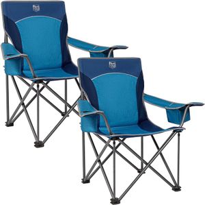 CHAISE DE CAMPING Blau Chaise Pliante Camping 2Pcs Charge Max de 200kg Confortable Chaise de Jardin Exterieur Pliable Geante avec Porte-Gobelet et