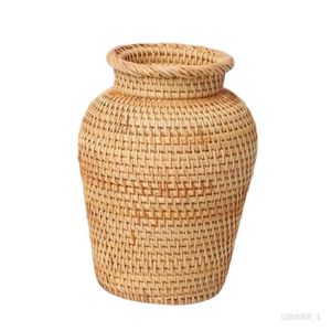 Lot de 4 petits pots en rotin osier roseau du Laos