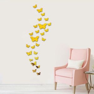 25pcs Autocollant Mural Papillon Amovible Style Miroir D/écoration pour Maison