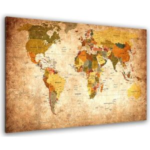 Tableau carte du monde en bois bois, Feeby
