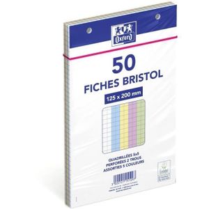 Blocs De Fiches Bristol Oxford - 2 Paquets De 60 Fiches Quadrillées 12,5x20 Cm