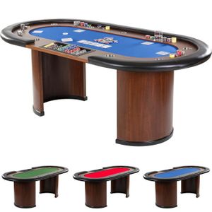 TABLE DE JEU CASINO Table de Poker - MAXSTORE - ROYAL FLUSH - Bleu - 9