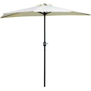 PARASOL Demi parasol de balcon OUTSUNNY - 5 entretoises acier polyester - 2,6L x 1,35l x 2,3H m - beige