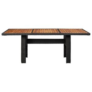 TABLE DE JARDIN  ZERODIS Table à dîner de jardin Noir 200x100x74 cm Résine tressée ZER7324977604201