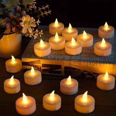 Lot De 24 Bougies Chauffe-plat LED à Piles - Effet Flamme Vacillante, Lumière Blanche Chaude, Sécurité Sans Flamme, Pour Décoration Noël, Mariage, Fêtes