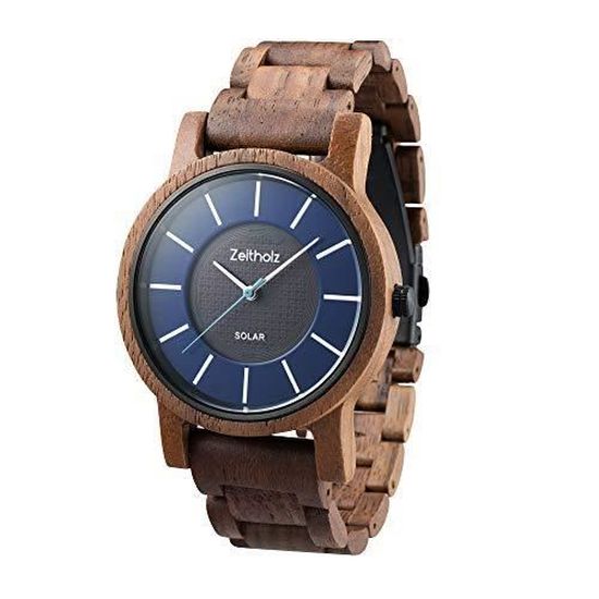 Montre en Bois Unisexe Zeitholz Montre Solaire Sonnenberg Fait Main en Bois de Noyer Montre analogique en Bois pour Homme et Achat vente montre Mixte Cdiscount