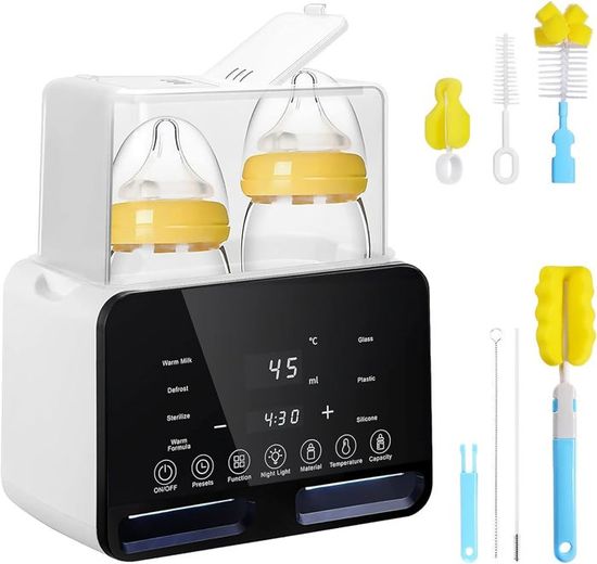 GBKDQQ Chauffe-Biberon 8 En 1 – Stérilisateur, Décongélation, Cuisson Vapeur, Sans BPA, Écran LCD Pour Biberons Bébé