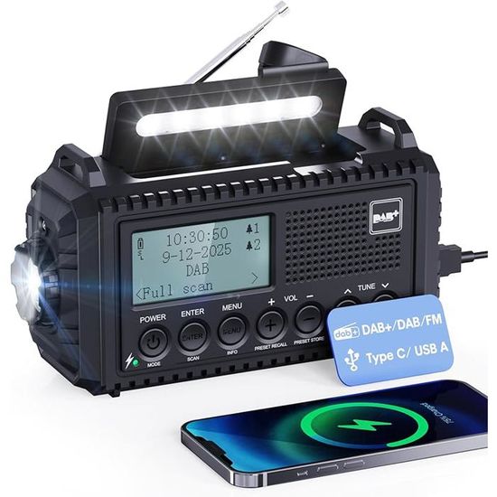 AirGearPro R-5000 Radio A Manovella: Batteria 5000mAh, Torcia E Ricarica USB Per Emergenze!