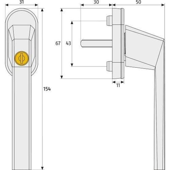 Serrure Pour Porte De Garage Ideal Security, Forme En T, Finition