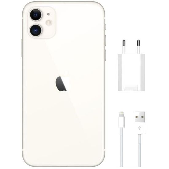 IPhone 11 64 Go Blanc – Très Bon état, 4G, Bluetooth, Wi-Fi, Opérateur 1&1, écran 4,7 Pouces