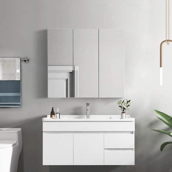 3 Portes Meuble Miroir Murale Armoire de Toilettes Meuble Miroir de