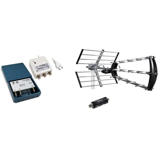 Antenne d'extérieur Trinappe UHF 4K HD amplifiée 55 dB - Filtre 4G, Pré montée, 470-790 MHz, Pour réception très difficile | Leroy Merlin Antenne d'extérieur Trinappe UHF 4K HD amplifiée 55 dB - Filtre 4G, Pré montée, 470-790 MHz, Pour réception très difficile | Leroy Merlin