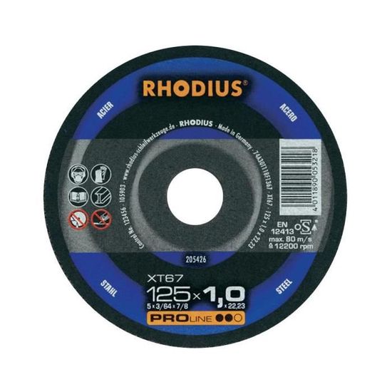 Disque à Tronçonner RHODIUS XT24 125 Mm X 1.0 X 22.23 Mm Pour Métaux Non Ferreux - 210451
