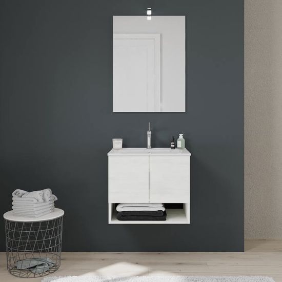 meubles de salle de bains muraux de 60 cm avec portes et compartiment a ouverture blanc venezia achat vente colonne armoire sdb meubles de salle de bains cdiscount