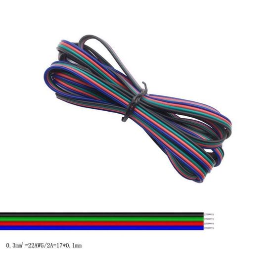 Câble 2 Brins Rouge/noir 5m En PVC Pour Bandes LED - Souple Et Pratique