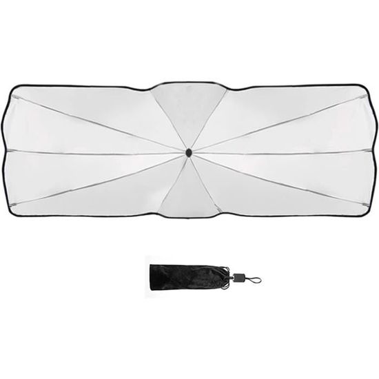 Parapluie Couvre-pare-brise Pliable - Protection UV Et Isolation Thermique - Taille S 125x65 Cm - Avec Découpe Rétro