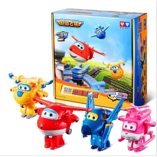 Super wings Avion Figurines mini transformation brinquedos 4pcs Jett