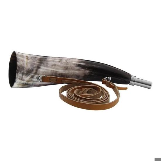 Corne d'appel ronde corne de vache + sautoir Elless - noir/marron - 27 ...