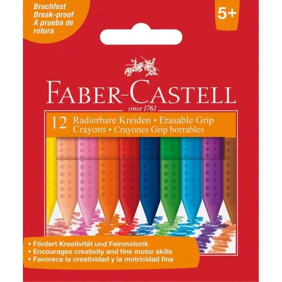Faber-Castell Craies plastiques GRIP effacables 12x - 122520