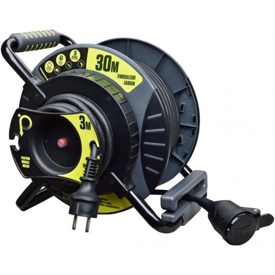 Rallonge Enrouleur Électrique Fixation murale 30m+3m Câble 3G 1,5mm2 ...