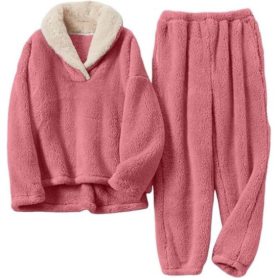 Pull Pyjama Femme TDEOK - Haut Manches Longues En Coton Polaire - Pour Nuit Et Maison