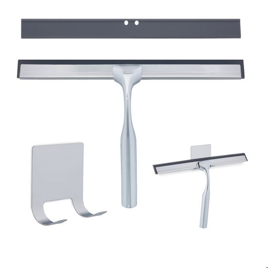 Raclette De Douche Chromée Werkzeyt SA119 - En Acier Inoxydable, Avec Support Mural Inclus, Finition Brillante